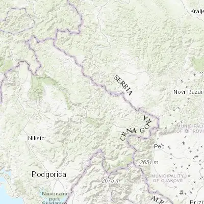 Map showing location of Bijelo Polje (43.038340, 19.747580)