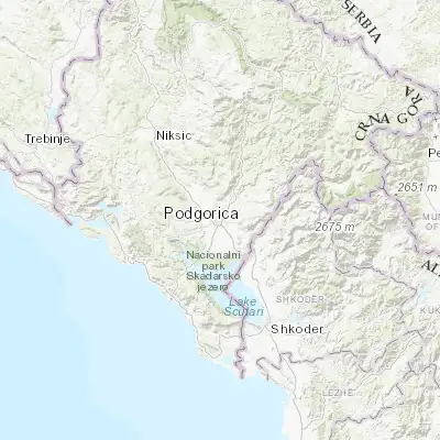 Map showing location of Podgorica (42.441110, 19.263610)