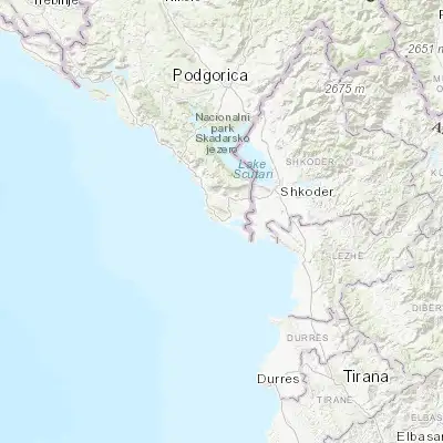 Map showing location of Ulcinj (41.929360, 19.224360)