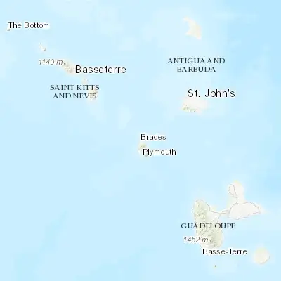 Map showing location of Brades (16.791830, -62.210580)
