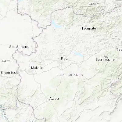 Map showing location of Fès (34.033130, -5.000280)