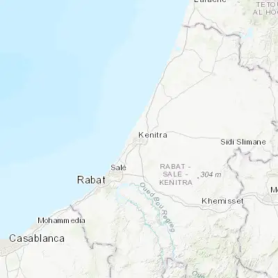 Map showing location of Kenitra (34.261010, -6.580200)
