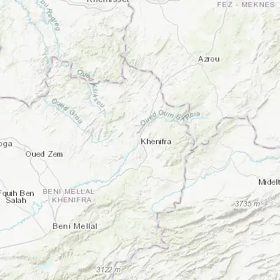 Map showing location of Khenifra (32.934920, -5.661670)