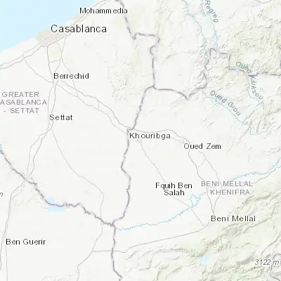 Map showing location of Khouribga (32.881080, -6.906300)