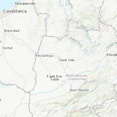 Map showing location of Oued Zem (32.862700, -6.573590)