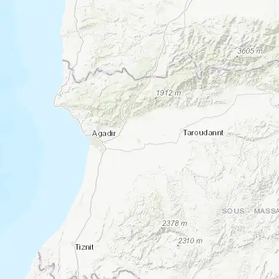 Map showing location of Oulad Teïma (30.394670, -9.208970)