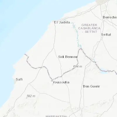 Map showing location of Sidi Bennour (32.652360, -8.427690)
