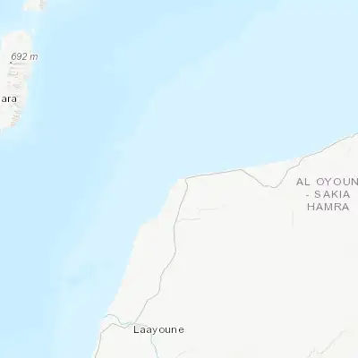 Map showing location of Tarfaya (27.939200, -12.926040)