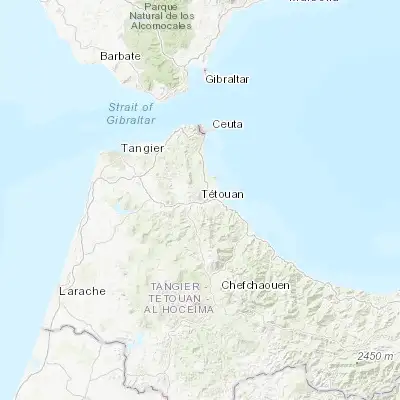 Map showing location of Tétouan (35.578450, -5.368370)