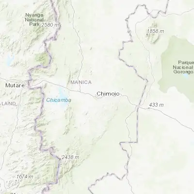 Map showing location of Chimoio (-19.116390, 33.483330)