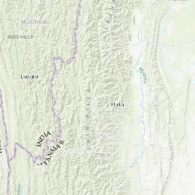 Map showing location of Hakha (22.644520, 93.610760)