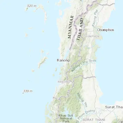 Map showing location of Kawthoung (9.982380, 98.550340)