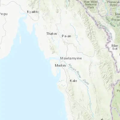 Map showing location of Mawlamyine (16.490510, 97.628250)