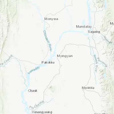 Map showing location of Myingyan (21.460020, 95.388400)