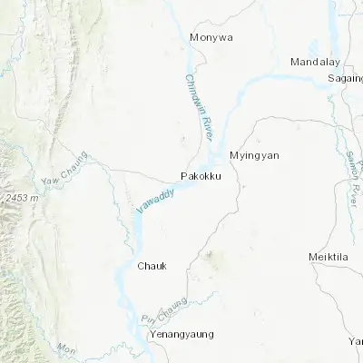 Map showing location of Pakokku (21.334890, 95.084380)