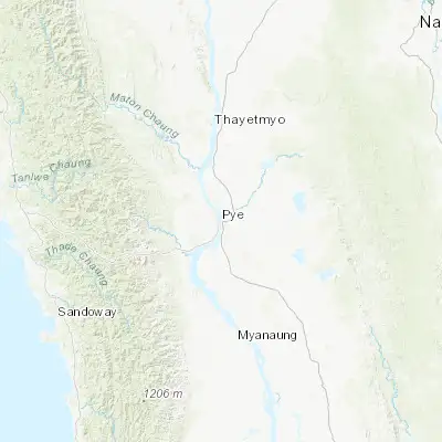 Map showing location of Pyay (18.824640, 95.222160)