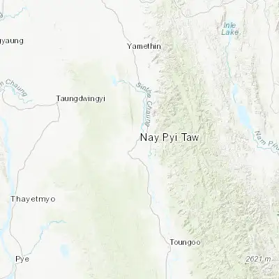 Map showing location of Pyinmana (19.738100, 96.207420)