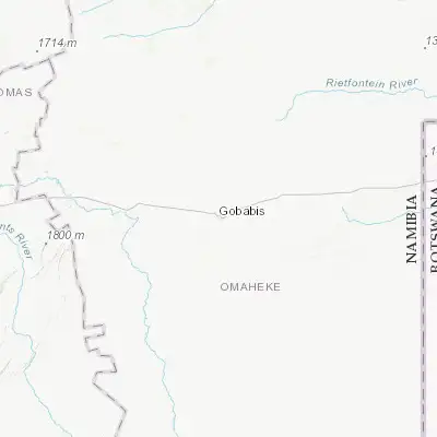 Map showing location of Gobabis (-22.453380, 18.971590)