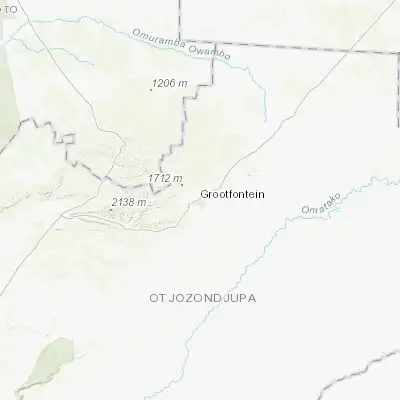 Map showing location of Grootfontein (-19.566670, 18.116670)