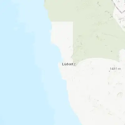 Map showing location of Lüderitz (-26.648070, 15.153830)