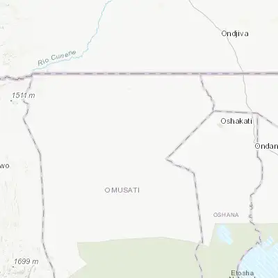 Map showing location of Ongandjera (-17.883330, 15.066670)