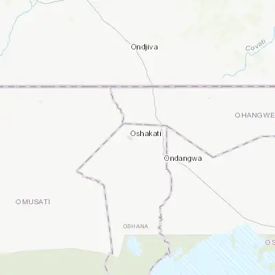 Map showing location of Ongwediva (-17.783330, 15.766670)