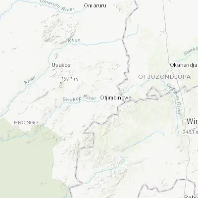 Map showing location of Otjimbingwe (-22.350000, 16.133330)