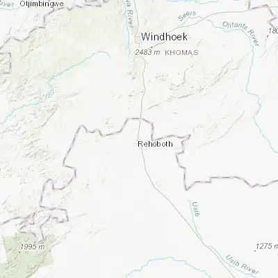 Map showing location of Rehoboth (-23.317000, 17.090000)