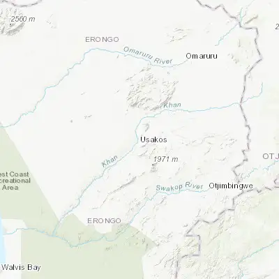 Map showing location of Usakos (-22.000000, 15.600000)