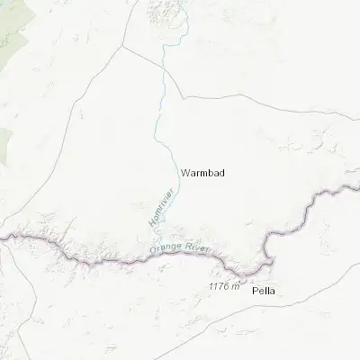 Map showing location of Warmbad (-28.450000, 18.733330)