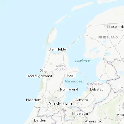Map showing location of Middenmeer (52.806670, 4.998610)