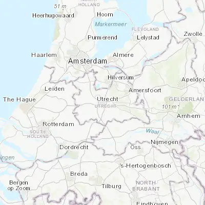 Map showing location of Utrecht (52.090830, 5.122220)