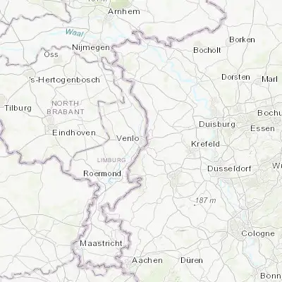 Map showing location of Venlo (51.370000, 6.168060)