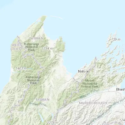 Map showing location of Motueka (-41.133330, 173.016670)