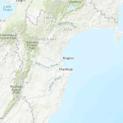 Map showing location of Onekawa (-39.509140, 176.889580)