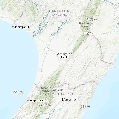 Map showing location of Palmerston North (-40.356360, 175.611130)