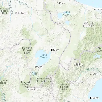Map showing location of Taupo (-38.683330, 176.083330)