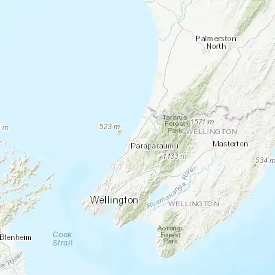 Map showing location of Waikanae (-40.883330, 175.066670)