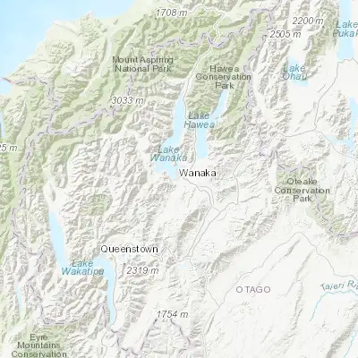 Map showing location of Wanaka (-44.700000, 169.150000)