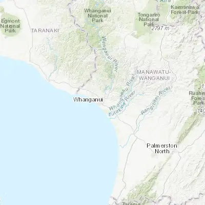 Map showing location of Whanganui (-39.933330, 175.050000)