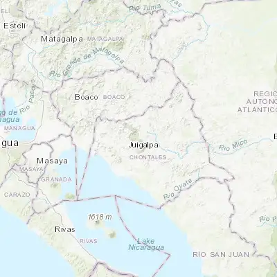 Map showing location of El Ayote (12.190460, -85.287370)