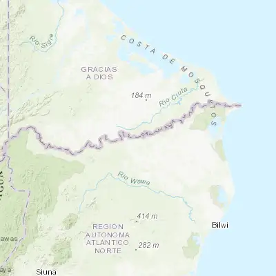 Map showing location of Waspán (14.741890, -83.971700)