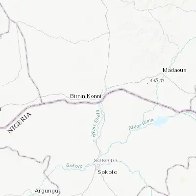 Map showing location of Birni N Konni (13.795990, 5.250260)