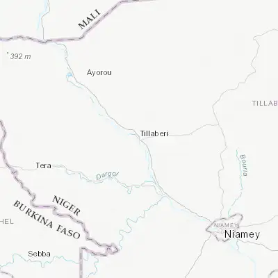 Map showing location of Tillabéri (14.207110, 1.454180)