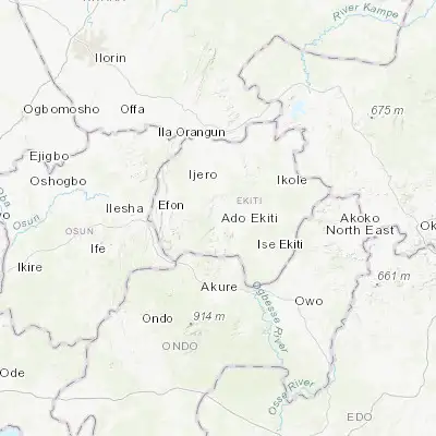 Map showing location of Ado-Ekiti (7.623290, 5.220870)