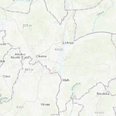 Map showing location of Ajaokuta (7.562290, 6.654970)
