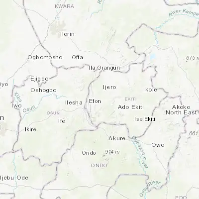 Map showing location of Aramoko-Ekiti (7.704830, 5.040540)