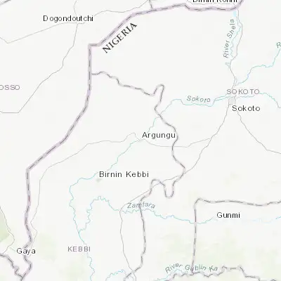 Map showing location of Argungu (12.744820, 4.525140)