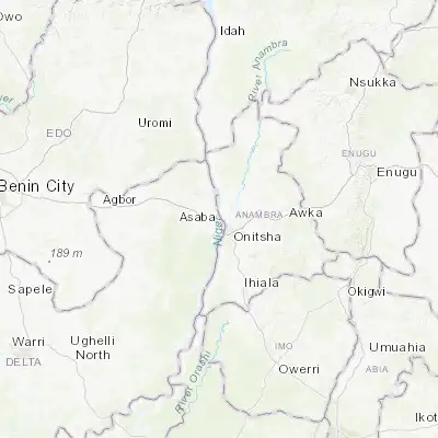 Map showing location of Asaba (6.198240, 6.731870)