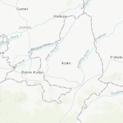 Map showing location of Azare (11.674780, 10.190690)